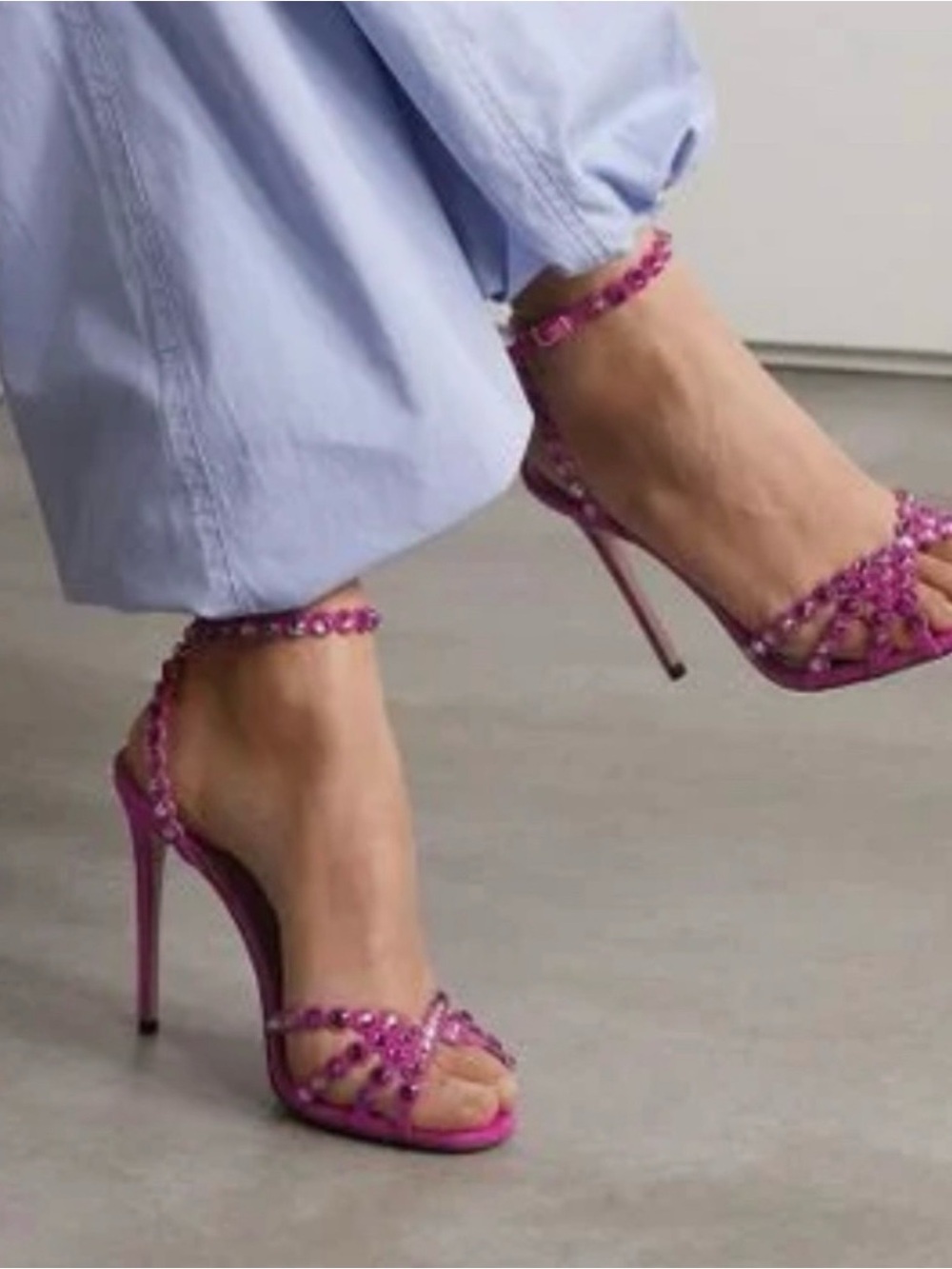 Aquazzura Tequila Pink crystal embellished sandals 10.5cm, size 8